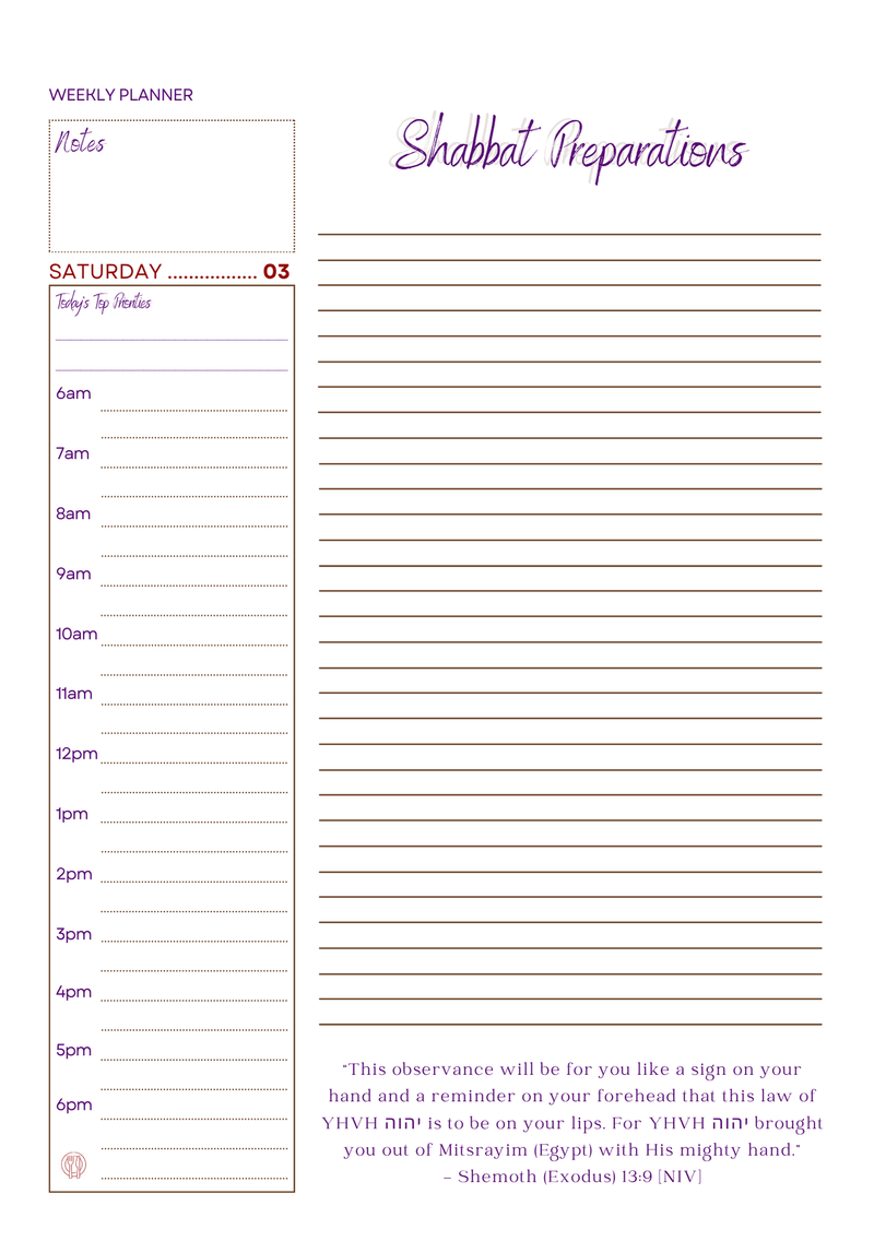 2026 Set-Apart WEEKLY Planner