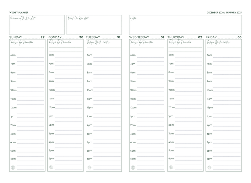 2025 Set Apart WEEKLY Planner