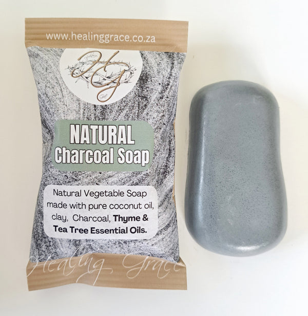 Natural Charcoal Soap with Tea Tree and Basil