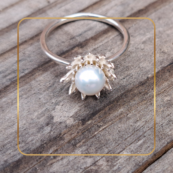 Protea And Freshwater Pearl Ring