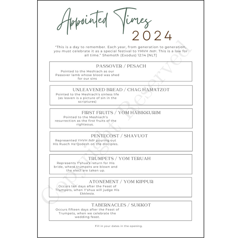 2024 Set-Apart Year Planner