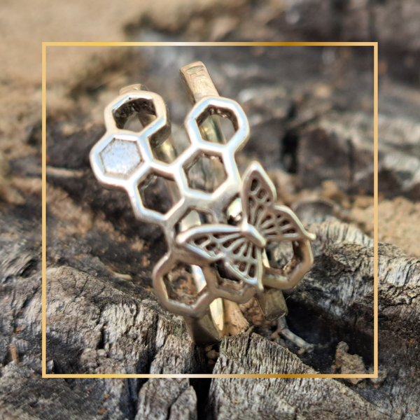 Honeycomb And Butterfly Ring