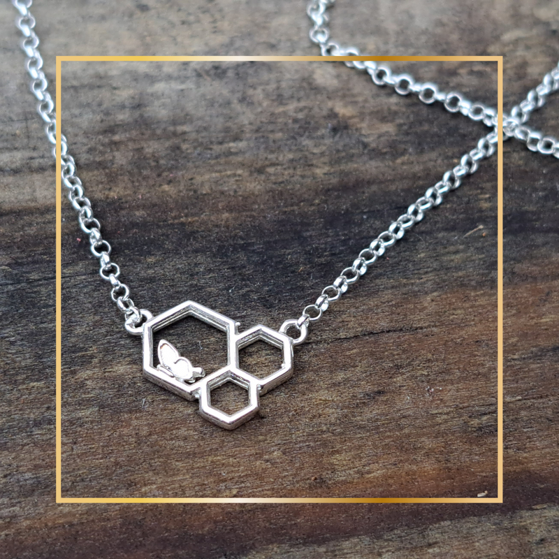 Honeycomb And Butterfly Necklace