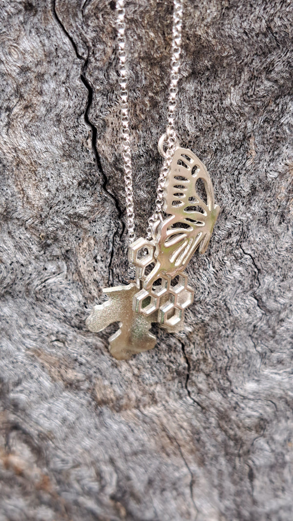 Fig Leaf, Honeycomb, And Butterfly Pendant