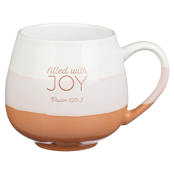 Filled With Joy Cream Ceramic Mug - Psalm 126:3