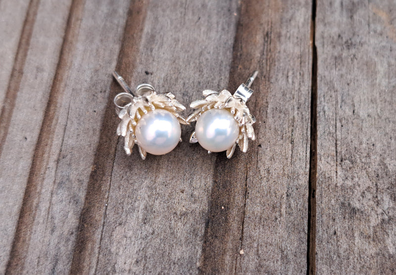 Protea And Freshwater Pearl Earrings