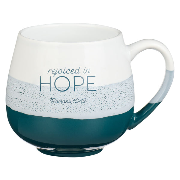 Rejoiced In Hope Blue Ceramic Mug - Romans 12:12