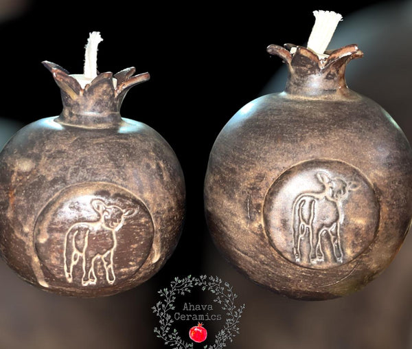 Ahava Ceramics - Ceramic Pomegranate Oil Lamp