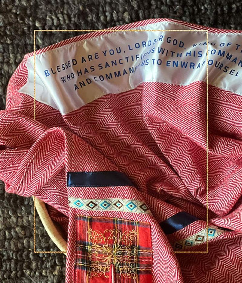 SLM Red, Blue & Gold Prayer Shawl